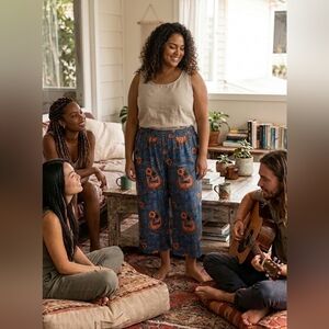 NIB Sz 24-28 Guitars Denim-look Gauchos Floral Capris TC2 Musicians Great Gift!